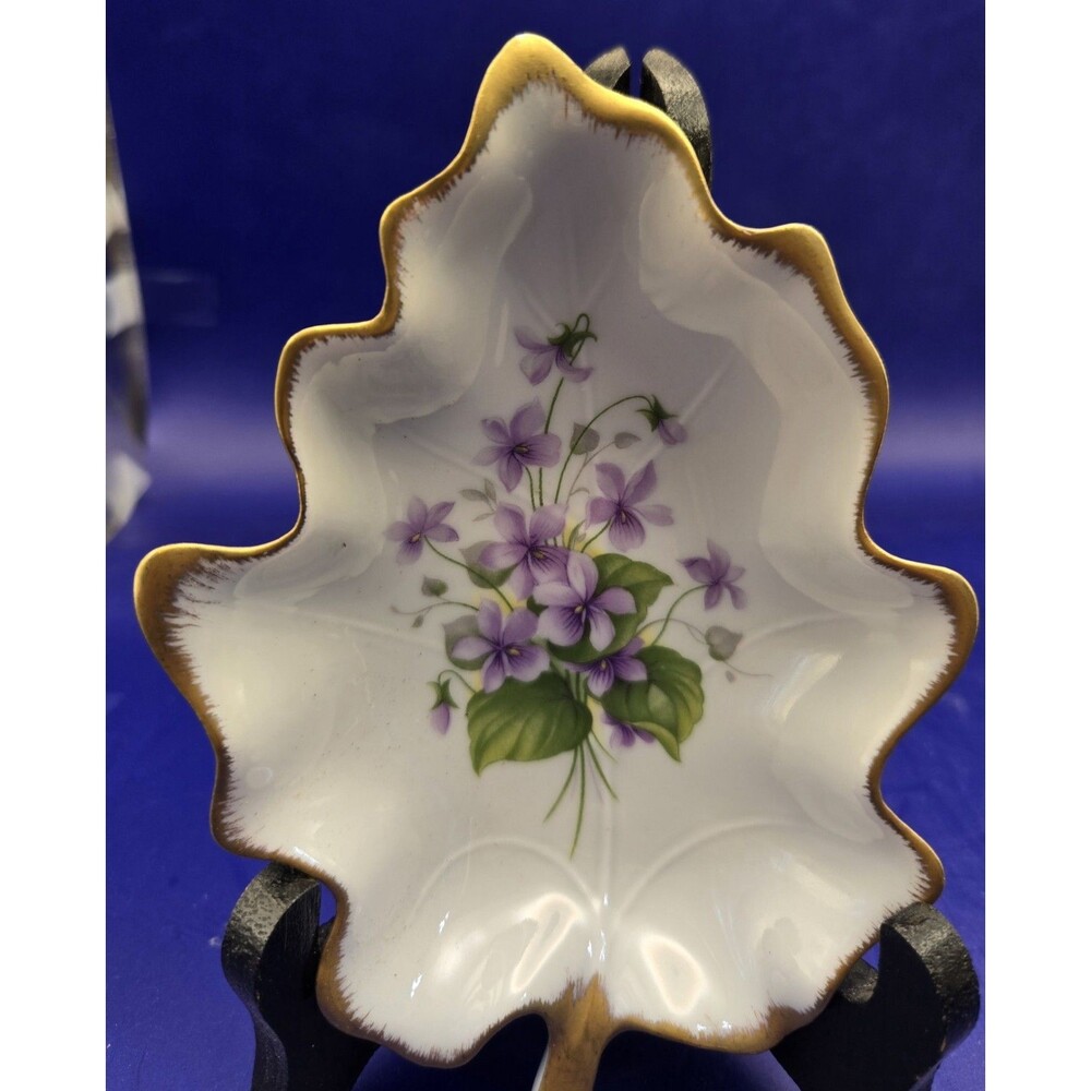 Trinket Dish Chamart Limoges France Hand Painted Violets 1940. B#24 - Picture 5 of 9